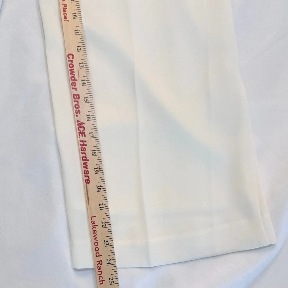 Elie Tahari T Tahari White‎ Crepe Wide Leg Cropped Pants D-Ring Belt Size 8 NEW